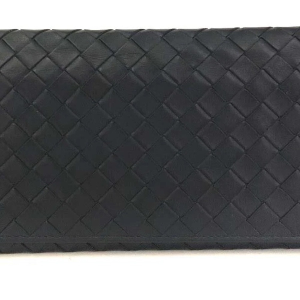 BOTTEGA VENETA Blue Intrecciato Leather Continental Clutch Wallet Italy